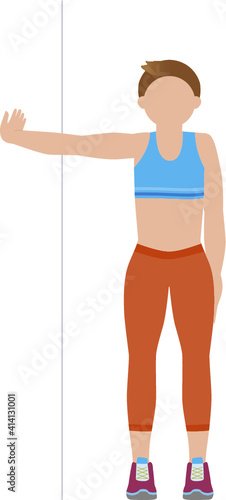 Woman doing stretching chest exercises - illustration