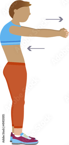 Woman doing strech back exercises - illustration