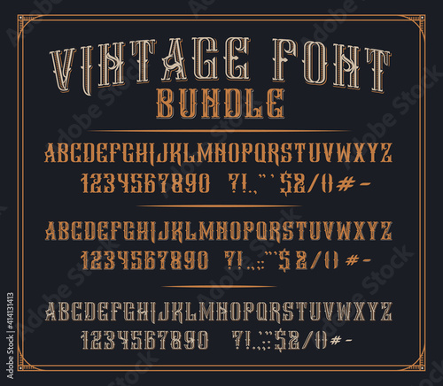 Bundle of vintage decorative fonts. Perfect for alcohol labels, logos, shops, headlines, posters, and many other uses. 