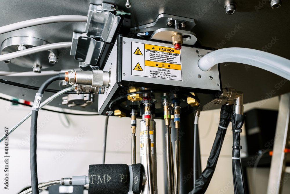 Nmr Device Laboratory device for scientific experiments, detail of input of liquid ...