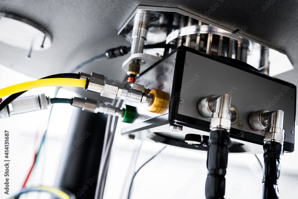 Laboratory device for scientific experiments, detail of input of liquid