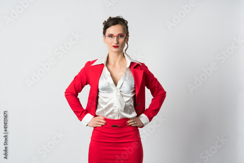 Businesswoman in aggressive stance