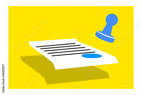 Document with stamp or stamp, legal registration of a contract, agreement or notary statement