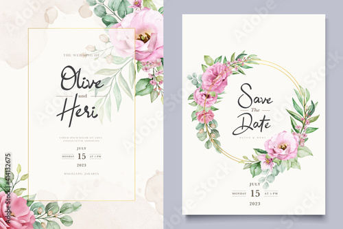 Elegant soft floral wedding invitation card template
