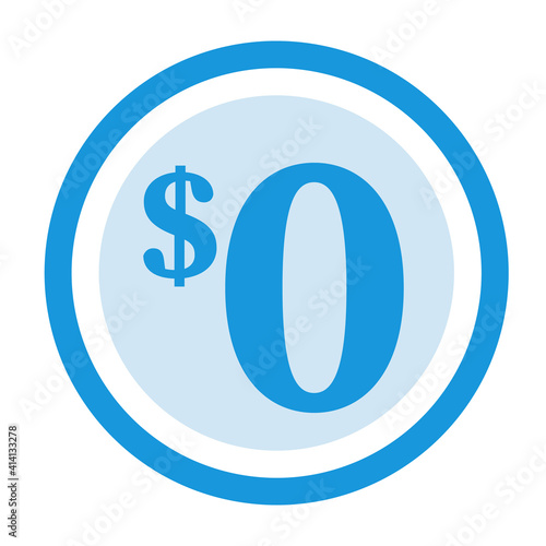 Zero dollar icon. Clipart image isolated on white background