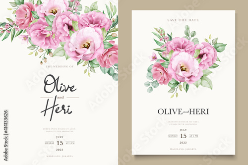 Elegant soft floral wedding invitation card template