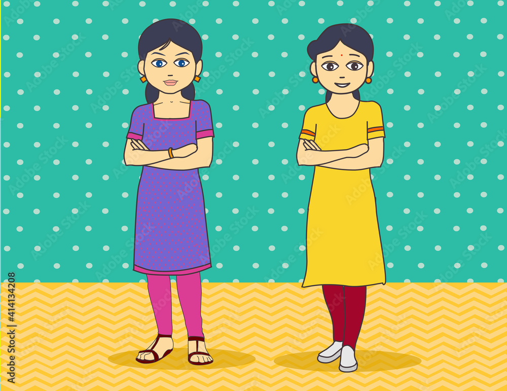 Obraz premium Indian two girls with smiley expressions.