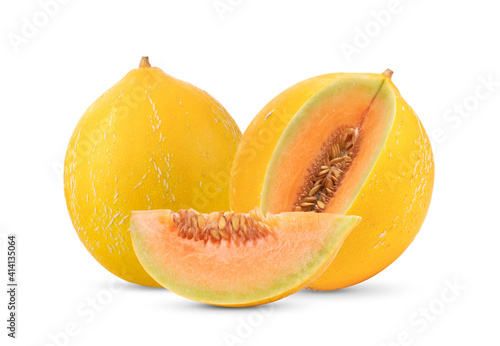 yellow melon on white background