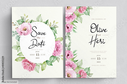 Elegant soft floral wedding invitation card template