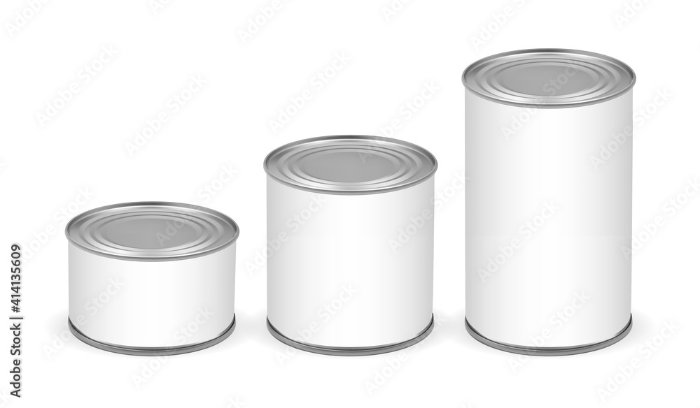 cans of different sizes isolated on white background mock up vector cans of different sizes isolated on white background mock up vector