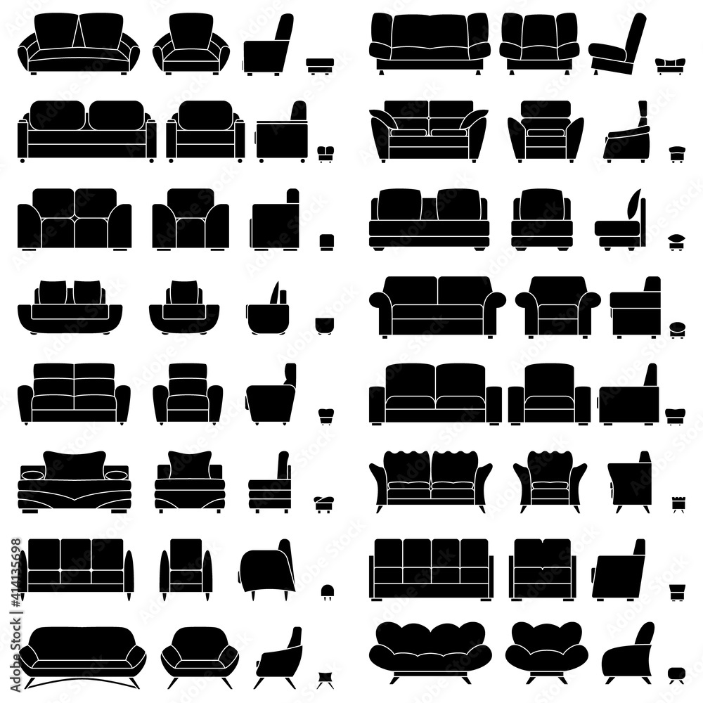 A set of furniture for the home sofa, armchair in front and side
