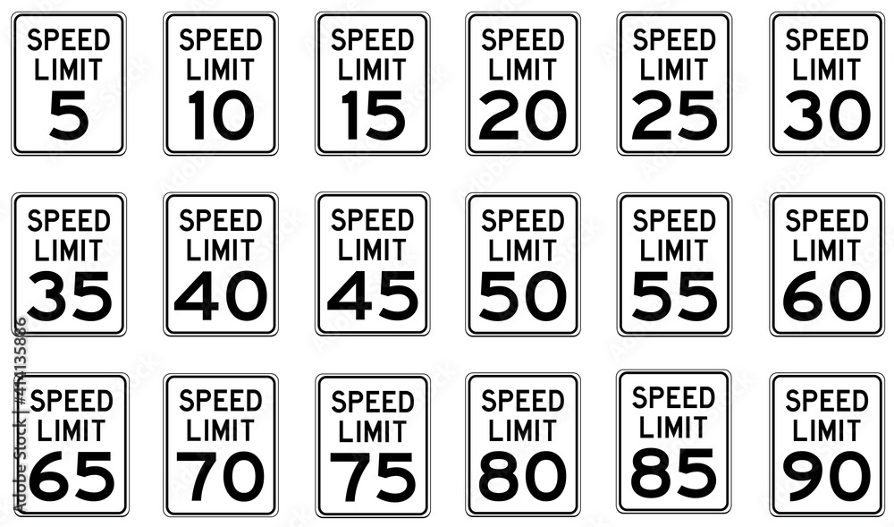 Speed limit signs - obrazy, fototapety, plakaty 