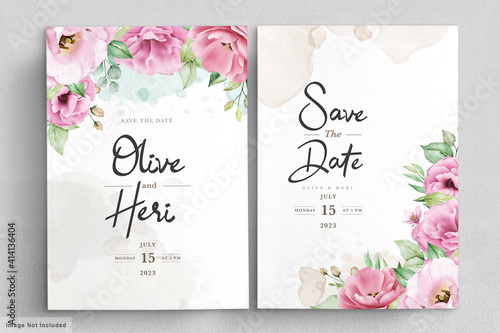 Elegant soft floral wedding invitation card template