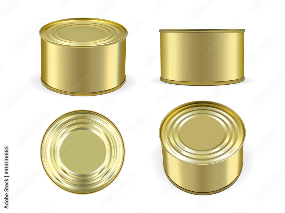 golden metal tin can isolated on white background mock up vector golden metal tin can isolated on white background mock up vector