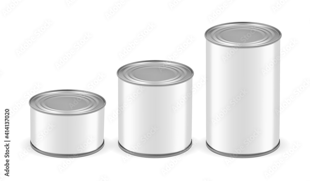 cans of different sizes isolated on white background mock up vector cans of different sizes isolated on white background mock up vector