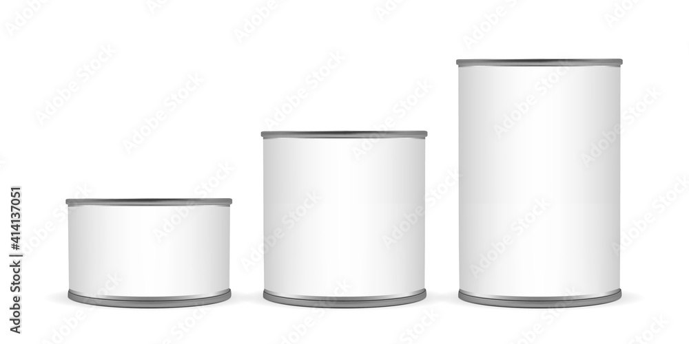 cans of different sizes isolated on white background mock up vector cans of different sizes isolated on white background mock up vector