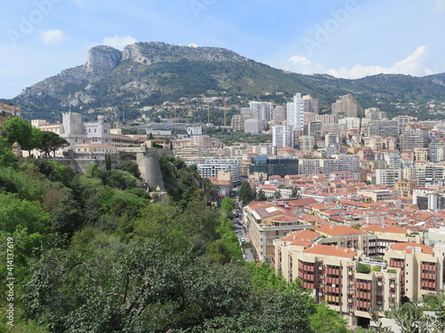 the view of the Palais Princier (Prince's Palace of Monaco) in Monaco-Ville, Monaco, April