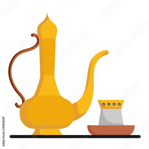 Coffea arabica beans Vector Color Icon Design, Arab culture and traditions Symbol on white background, Islamic and Muslim practices Sign, Dallah Concept,