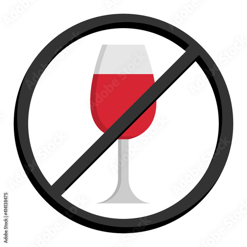 Alcoholic beverages Not allowed Vector Color Icon Design, Arab culture and traditions Symbol on white background, Islamic and Muslim practices Sign, Khamr Haram Concept,