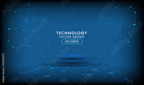 Abstract technology stage product background Hi-tech communication concept, technology, digital business, innovation, science fiction scene vector illustration with copy-space.