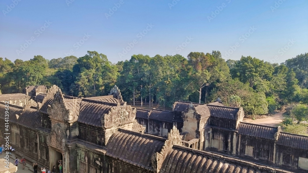 Walls of Angkor Wat. Old Khmer Temple in ancient ruins. Unesco World Heritage Site. Siem Reap Province. Cambodia. South-East Asia