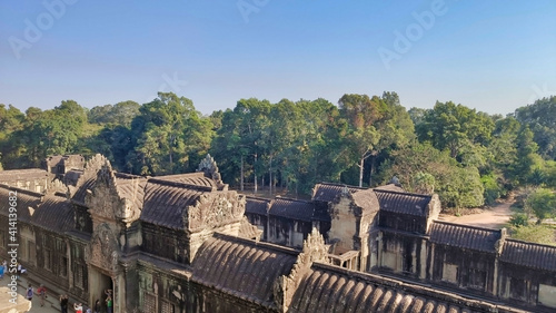 Walls of Angkor Wat. Old Khmer Temple in ancient ruins. Unesco World Heritage Site. Siem Reap Province. Cambodia. South-East Asia
