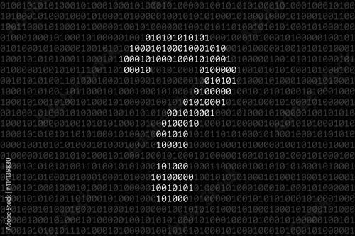 Silhouette of question mark over binary code surface