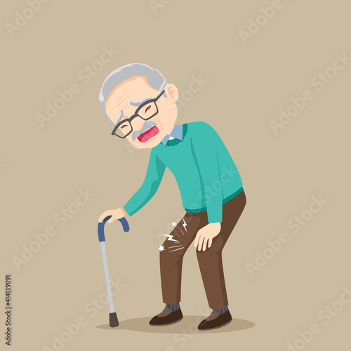 elderly man suffering from knee pain