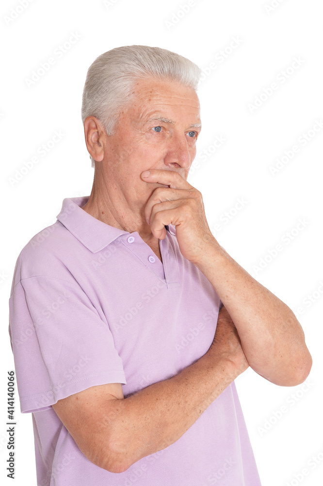 Thinking senior man isolated on white background Thinking senior man isolated on white background
