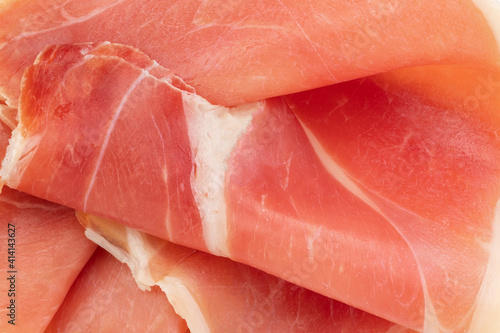  textures Italian prosciutto or jamon. Raw ham