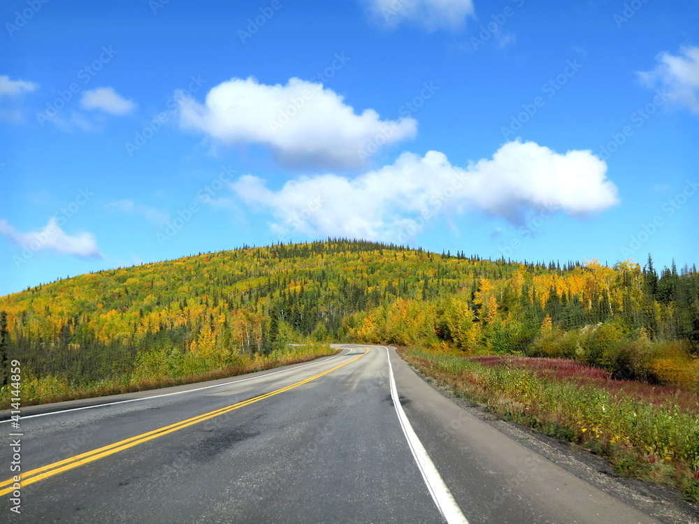 the Alaska Route 2 state highway between the Alcan Border and Tok, Alaska, USA, September