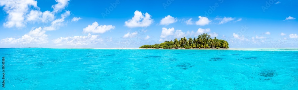 Panoramic view of a tropical island in the South Sea Panoramic view of a tropical island in the South Sea