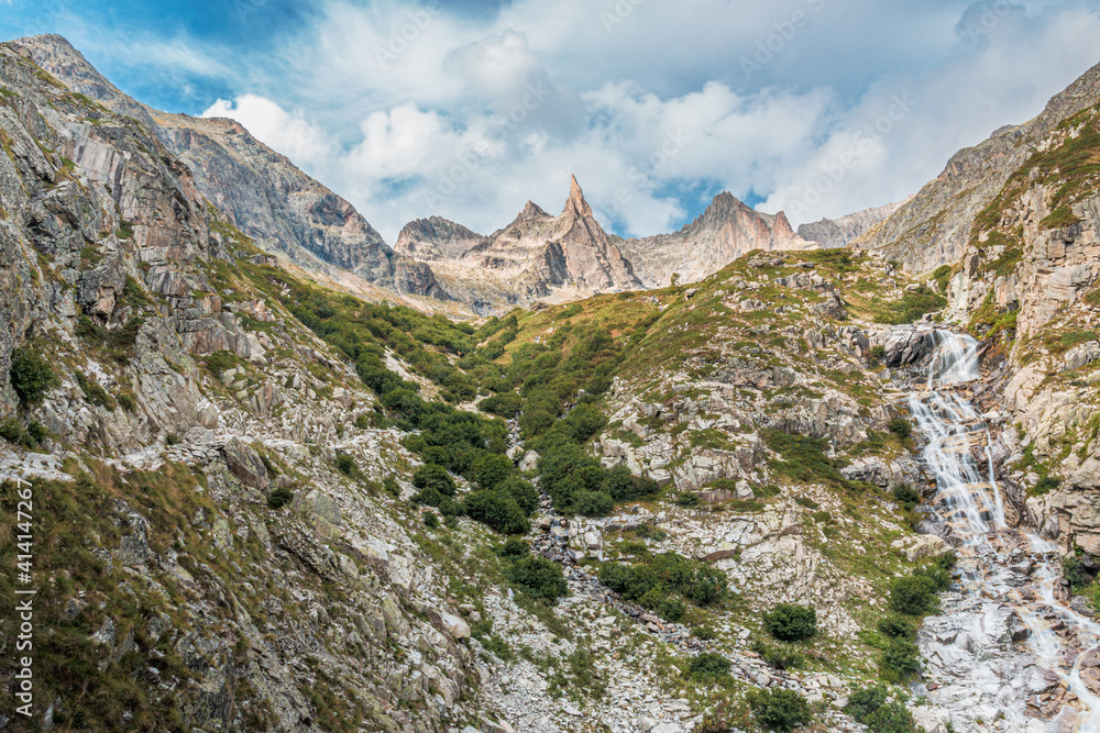 Aiguille de la Dibona from the hinking trail, Ecrins, French Alps, France Aiguille de la Dibona from the hinking trail, Ecrins, French Alps, France
