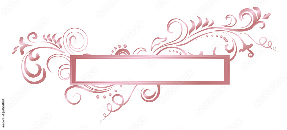 Rose golden shiny glowing ornate frame isolated over white Rose golden shiny glowing ornate frame isolated over white