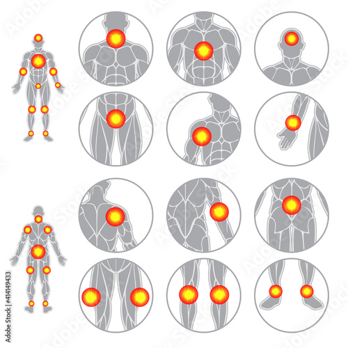 Human body pain points muscles set