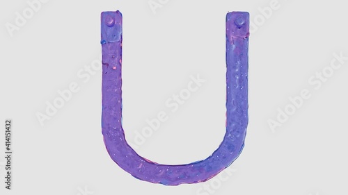 Liquid alphabet: letter U made from pink and blue HD animated liquid flows