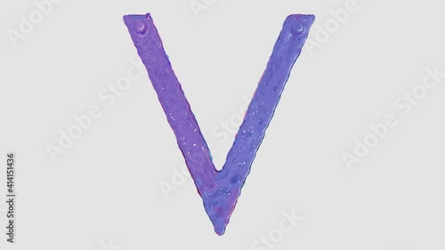Liquid alphabet: letter V made from pink and blue HD animated liquid flows