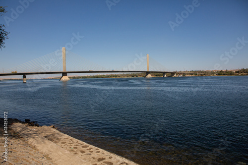 Nile the longest river in Africa. Primary water source of Egypt. Landscape with clear water river. © romeof