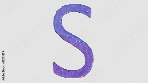 Liquid alphabet: letter S made from pink and blue HD animated liquid flows