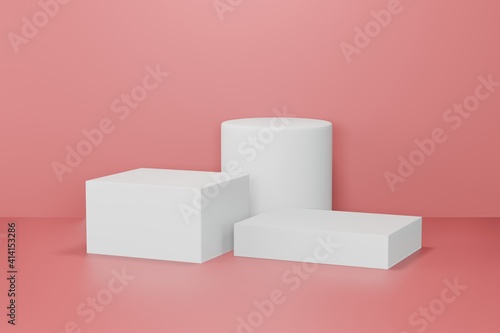 3d rendering empty template podium display mockup for product placement in minimal design. Online background advertising © Surakit