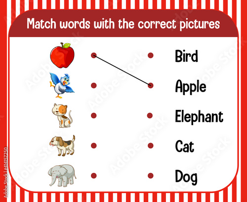 Word to picture matching worksheet for children