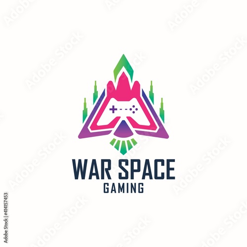 Space Gaming template logo design,war space,iconic logo gaming,spaceship logo game.