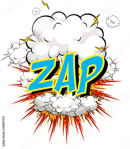 Word Zap on comic cloud explosion background