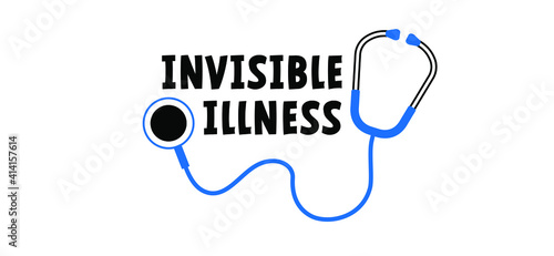 Invisible illness. Medical condition, visible signs or symptoms, that isn't easily visible to others. This includes chronic physical conditions. Flat vector brain disease sign.