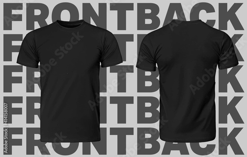 Realistic Vector T-shirt Mockup Black with Text Background photo