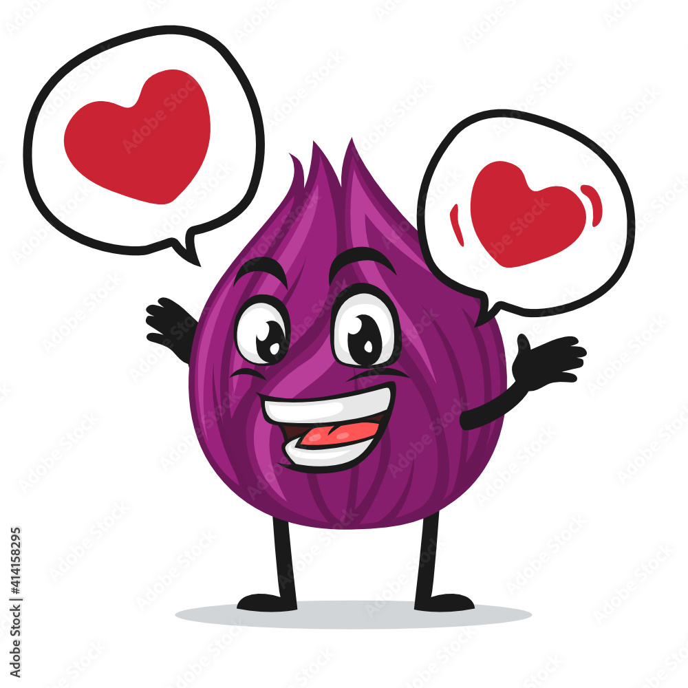 vector illustration of onion mascot or character says with love in bubble speech vector illustration of onion mascot or character says with love in bubble speech