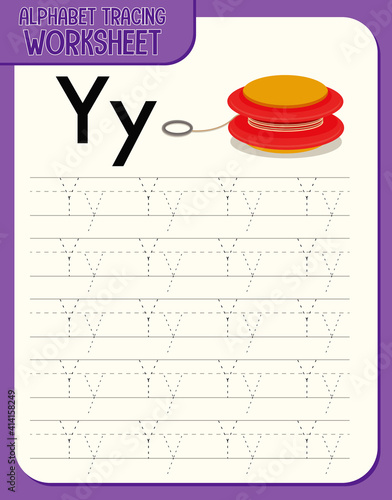 Alphabet tracing worksheet with letter Y and y