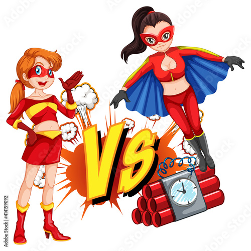 Two superheroes fighting each other