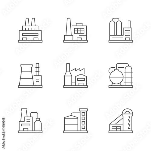 Set line icons of factory or plant