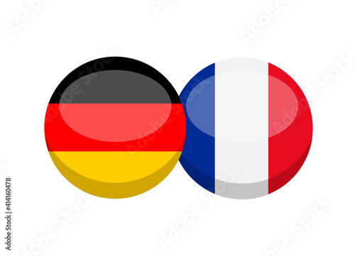 German and French flag isolated on white background. Deutsch- frenchconversation concept. Learn languages. Vector stock